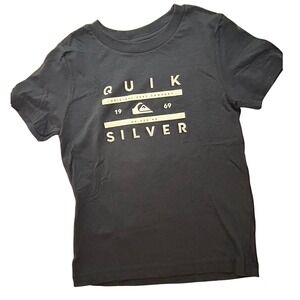Quiksilver Graphic Tee Original Surf Company Logo Short Sleeve Blue Kids Size M